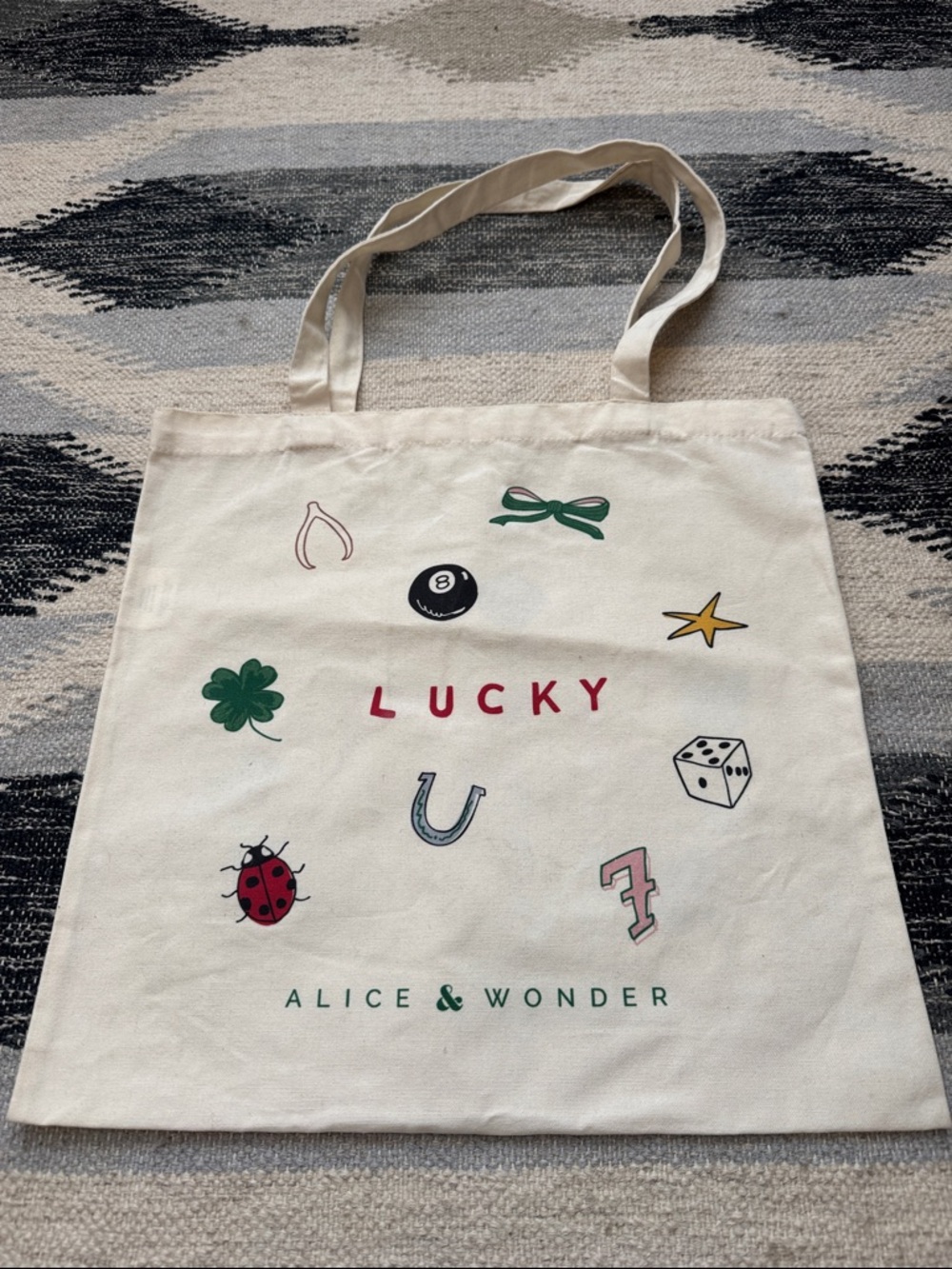 Alice & Wonder 'Lucky' Cream Tote Bag